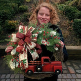 Charming 1pc Christmas Artificial Wreath Red Truck Decoration | Large Door Front Wreath