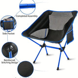 NNETM Ultralight Folding Camping Chair with Side Pocket - Sapphire