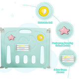 NNECW Green 14-Panel  Baby Fence with Safety Lock &  Educational Toys