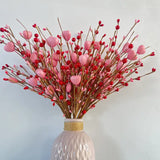 NNETM 8pcs Heart-shaped Pink and Red Berry Stems