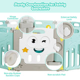 NNECW Green 14-Panel  Baby Fence with Safety Lock &  Educational Toys