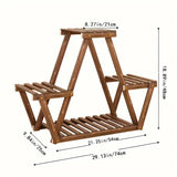 NNETM Wooden Triangular Plant Stand - Multi-Tier Flower Display Holder