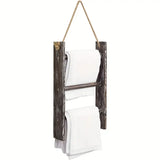 NNETM Rustic Wood Wall Hanging Towel Rack with 3 Tiers - Shabby Chic Style