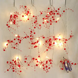 NNETM Red Pearl Chain String Lights - 20 LED Lighted Berry Beaded Garland