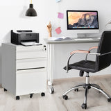 NNECW 3-Drawer Rolling File Cabinet with 2 Keys and Handles-White