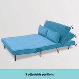 NNEDPE Sarantino Adjustable Corner Sofa 2-Seater Lounge Linen Bed Seat - Blue