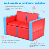 NNECW 2 in 1 Kids Sofa with Storage Space and Wooden Frame-Red
