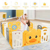 NNECW Foldable Baby Playpen with Cute Yellow Duck Pattern
