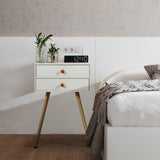 NNECW Nightstand WITH 2 Drawers for Small Spaces
