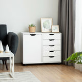 NNECW Mobile Storage Unit with 5 Drawers & Cupboard