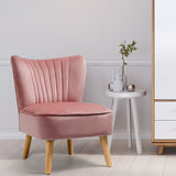 NNECW Velvet Accent Chair with Solid Rubber Wood Legs for Dining Room Pink