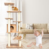 NNECW Modern Cat Climbing Tree with Scratch Resistant Sisal Rope Column for Cats