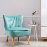 NNECW Velvet Accent Chair with Solid Rubber Wood Legs for Dining Room Green