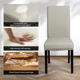 NNECW 2 Pieces Fabric Dining Chairs with Upholstered Seat &amp Nailhead Trim-Beige