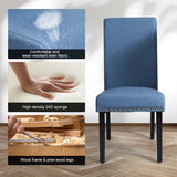 NNECW 2 Pieces Fabric Dining Chairs with Upholstered Seat &amp Nailhead Trim-Blue