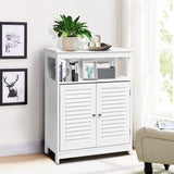 NNECW Wooden Storage Cabinet with Lamellar Doors and Shelf for Bathroom
