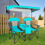 NNECW 2-Person Folding Canopy Chairs with Sun Shade for Beach