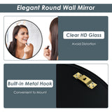 NNECW 60cm Round Wall Mirror with Metal Frame for Washroom
