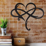 NNETM Infinity Heart Black Heart-Shaped Metal Wall Decor Love Sign Plaque