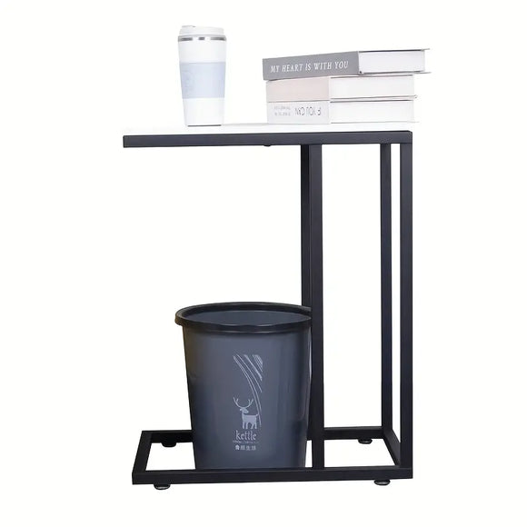 NNETM Contemporary C-Shaped Side Table - Black Frame with Whiteboard