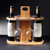 NNETM Elegance Elevated: Wooden Tabletop Wine Rack with High-Legged Cup Inverted Cup Design