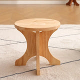 NNETM Art Deco Wooden Shoe Changing Stool - Household Solid Wood Round Stool in Wood Color
