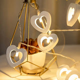 NNETM Romantic LED Heart-Shaped Wooden String Lights - 10 Lights, 4.9ft, Battery-Power(Warm White)ed