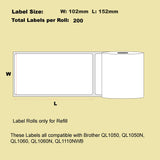 NNEIDS 48 Roll Alternative Large Shipping White Refill labels for Brother DK-11241 102mm x 152mm 200L