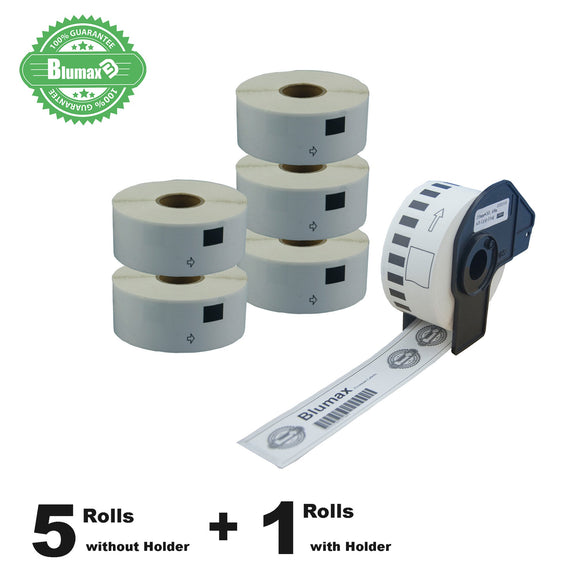 NNEIDS 5 Rolls + 1 Roll with Holder Alternative White Labels for Brother DK-22210 29mm x 30.48m Continuous Length