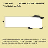 NNEIDS 24 Pack Alternative White labels for Brother DK-22225 38mm x 30.48m Continuous Length