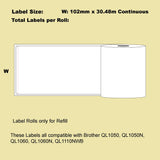 NNEIDS 6 Roll Alternative White Refill labels for Brother DK-22243 102mm x 30.48m Continuous Length