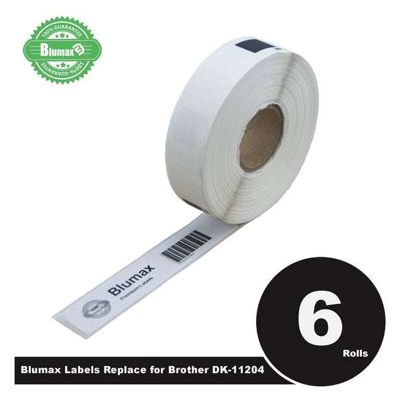NNEIDS 6 Roll  Alternative Multi-Purpose Address White Refill labels for Brother DK-11204 17mm x 54mm 400L