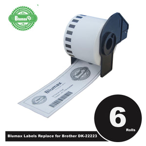 NNEIDS 6 Pack  Alternative White labels for Brother DK-22223 50mm x 30.48m Continuous Length
