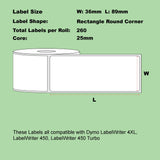 NNEIDS 48x Alternative for Dymo #99012 36mm x 89mm 260L Transparent Labels