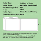 NNEIDS 200 Rolls Direct Thermal (Zebra) 54mm x 70mm 320L White labels