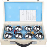 NNEDSZ Deluxe Boules Bocce 8 Alloy Ball Set with Wooden Case