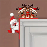 NNETM Christmas Door Corner Sign: Santa & Reindeer Wooden Frame Decoration
