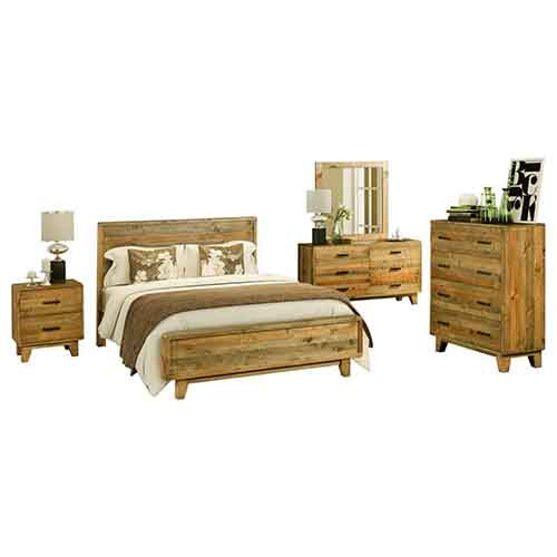 NNEDSZ Pieces Bedroom Suite King Size in Solid Wood Antique Design Light Brown Bed, Bedside Table , Tallboy & Dresser