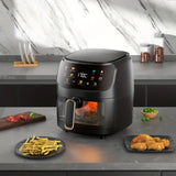 NNETM 6L Large Capacity Visual Air Fryer with Color Touch Screen - Gray-Black