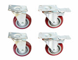 NNEDSZ x 4 Heavy Duty PU Swivel Castor Wheels With Brake