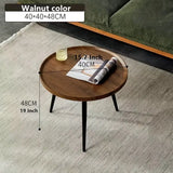 NNETM Contemporary Nordic Style Wood Round Coffee Table - Walnut Color