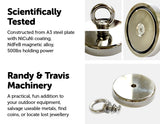 NNEDSZ Neodymium Fishing Magnet with Countersunk Hole and Eyebolt, 500 LBS pull