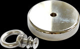NNEDSZ Neodymium Fishing Magnet with Countersunk Hole and Eyebolt, 500 LBS pull