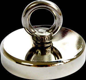 NNEDSZ Neodymium Fishing Magnet with Countersunk Hole and Eyebolt, 500 LBS pull