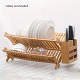 NNETM High Quality Natural Bamboo Dish Rack - Foldable and Compact