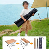 NNETM Portable Folding Outdoor Picnic Table - Aluminum Alloy, Wood Color