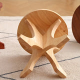 NNETM Art Deco Wooden Shoe Changing Stool - Household Solid Wood Round Stool in Wood Color