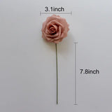 NNETM Dusty Rose Artificial Roses Flowers (25pcs) - Real Touch PE Foam, Flexible Wire Stems