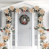 NNETM 12pcs Glitter Christmas Tree Poinsettias - Festive Decorations with Clips and Stems