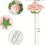 NNETM 25-Piece Retro Deep and Light Coral Artificial Roses Set with Real Touch Feel